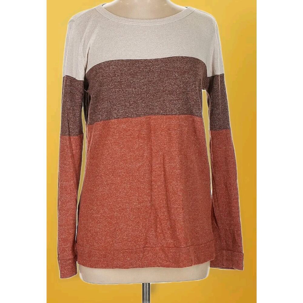 Pink Clover Sweater Top Women's M Soft Light Burgundy Colorblock Knit NWT A119